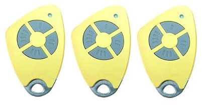 INTRATONE - Télécommande 2 ou 4 canaux pour portails et garage - Programmation uniquement par syndic ! - Badge RFID - Compatible Récepteurs HF + 1 Porte-clés DOMOBIP (4 CANAUX JAUNE - Lot de 3)