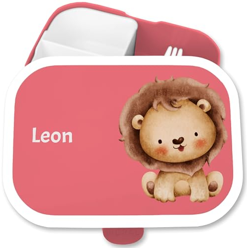 Brotdose Kinder Campus für Mepal - Löwen - Süßer Löwe Löwenmotiv Lion - 750 ml - Rosa - lunchbox-löwe leo süß lunchbox geschenke kindergartenstart tiere fächern tieren tier name tiger