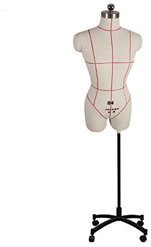 Weißer weiblicher Schaufensterpuppen-Torso-Körper zum Nähen mit Klebelinie und Rädern, feststeckbare Schaumstoff-Damenpuppen-Kleiderform zum Schneiden von Kleidung (Farbe: Eisenrohr, Größe: X-Large)