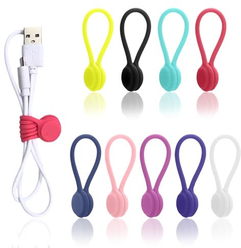18 Stück Wiederverwendbarer Magnetische Kabelbinder, Silikon Kabelclip Organizer, Multifunktionale Magnetic Kabel Organizer, Wiederlösbar Kabelbinder, für Kopfhörerkabel, USB-Ladekabel