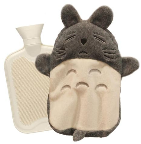 Wärmflasche mit bezug,1L Premium Wärmflasche, Süße wärmflasche tier, Bettflasche für Kinder, Erwachsene Wärmflasche Tier,Wärmflasche mit bezug plüsch (Chinchilla)