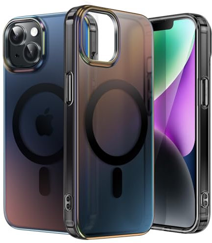 JETech Irisierend Hülle für iPhone 14 6,1 Zoll Kompatibel mit MagSafe, Süßes Einzigartiges Farbverlauf Design, Bunte Transluzent Rückseite Stoßfeste Handyhülle (Irisierend Schwarz)