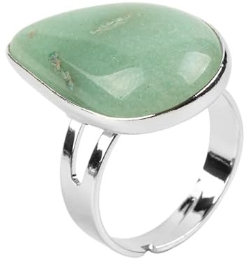 DyLyz Boho Wassertropfen Aventurin Steinringe Vintage Hand Geometrischer Chakra Ring Natürlicher Edelstein Kristall Geburtsstein Ring Statement Verstellbare Ringe Für Party Urlaub