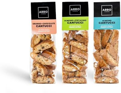 ARRO Cantucci - 3 Pack (Almond, Chocolate + Orange & Pistachio Biscuits), Deliciously Crispy and Crunchy Biscotti Italian Biscuits, Ideal with Coffee, Tea, After Dinner