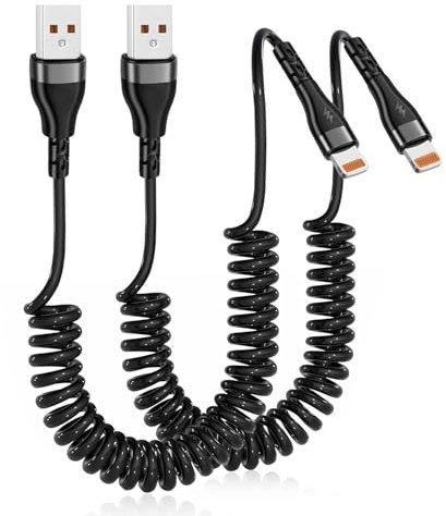 Cavo Lightning Spirale Compatibile con Apple Carplay, Cavo Lightning USB, Cavo per iphone, Cavo Lightning Retrattile con Trasmissione Dati, Cavo USB Lightning per iPhone Pad Pod