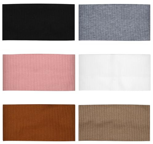 6 Stück Elastische Haarband Breit Dehnbar Damen Modisches Stirnband 8.8 cm Boho Weiche Stirnbänder für Frauen, Yoga Haarband Damen Breit Haarbänder für Sport, Fitness, Laufen