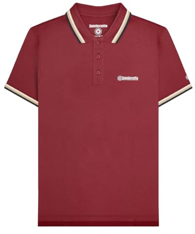 Lambretta Mens Triple Tipped Polo Shirt Big & Tall Short Sleeve - Burgundy - 5XL