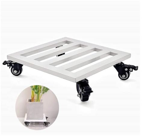 VENYAA Support de fleurs carré mobile sur pied, chariot de jardinière avec roulettes, grand pot de fleurs pour intérieur et extérieur (taille : 30 x 30 cm, couleur : blanc)