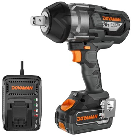 DOVAMAN TITANCE X9 Brushless Impact Wrench, 3/4 Inch, 2200 N.M High Torque, 20V Cordless Impact Gun with 5 Modes, 4.0Ah Battery & Fast Charger, Electric Impact Driver for Heavy Duty Use