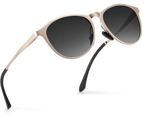 Sonnenbrille Damen-Al-Mg Metall Rahme-Polarisiert-Ultraleicht-Rund-Herren-Unisex-UV400-Retro-Vintage -Klassisch-Trendy-SonnenbrillenGeeignet FüR Camping-Outdoor-Geschenke für frauen-Verlaufend Grau