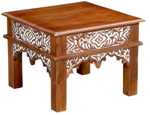 Couchtisch Achaz im Boho-Stil aus Massivholz gefertigt, in Braun 59 cm