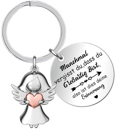 Schlüsselanhänger Schutzengel mit Herz und Gravur, Manchmal Vergisst du dass du Großartig Bist Schlüsselanhänger, Engel Anhänger, Aufmunterung Geschenke für Freundin Beste Freundinnen Kollegin