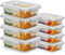 ZENO Glass Containers with Lids 8 Pack | Meal Prep Containers | Glass Food Container with Lid, Airtight Seal, Leakproof Lid | Dishwasher Safe | Freezer & Microwave Safe | 4 X 1050ml + 4 X 370ml