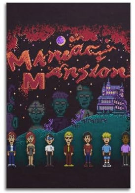 ETRVBDUB Maniac Mansion Poster, dekoratives Gemälde, Leinwand, Wandposter und Kunstdruck, moderne Familienschlafzimmer-Dekoration, Poster, 50 x 75 cm
