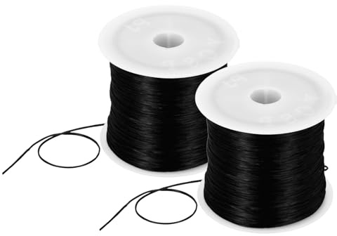 DMiotech 2 Rolls Elastic String for Bracelets, 1mm Stretch Bead Cord for Jewelry Making, Necklaces and Bracelet Making Black, 100m