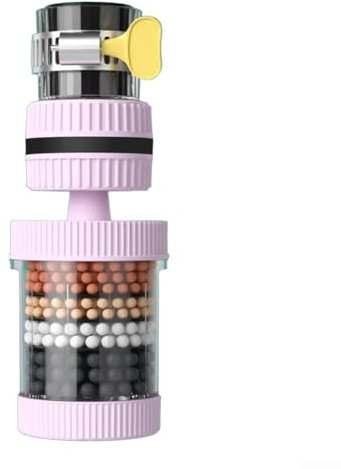 Interface water filter for kitchen faucet, splash proof showerhead design for mess reduction, water saving technology reduces consumption (Pink)