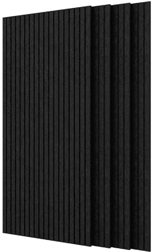 PAG-Mass 4 Stück Akustikpaneele selbstklebend, 120x60x0.9 cm Schallschutz Wandpaneele Selbstklebend, Acoustic Sound Proof Wand Panel für Studio Büro,Tonstudio, Gaming Deko etc,Schwarz