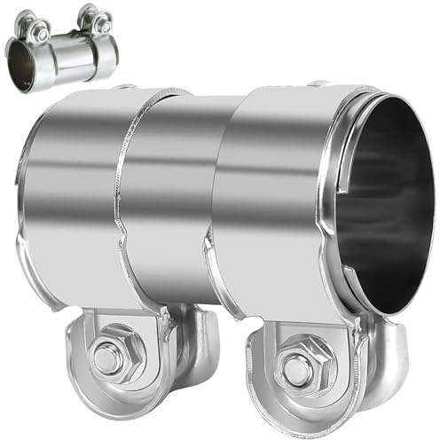 Auspuffschelle, 70 x 125mm Auspuffschelle Edelstahl Rohrverbinder mit Doppelschelle, Auspuff Universal Rohrverbinder, Silber