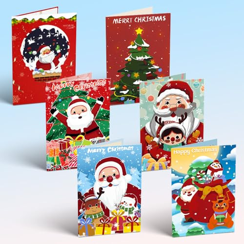Malen Nach Zahlen Postkarten Set,6pcs Malen Nach Zahlen Grußkarten,Weihnachten Grußkarten mit Umschlägen,DIY Postkarten Malset,Handgeschriebene Karten für Weihnachtsgeschenke Neujahrs Feste (Stil 3)