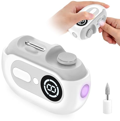 Focenat 4 En 1 Coupe Ongle Electrique,Coupe-Ongles Automatique,Coupe ongle electrique pour pied,Coupe Ongle Lime Électrique,avec Lumière LED,2 têtes de broyage,Pour Bébés,Adultes,Personnes Âgées