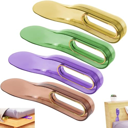 Pipihome 4Pcs Mattress Lifter Tool, Bed Sheet Tuck in Tool, Wedge and Bed Maker Tool for Changing Sheets Easy Lifter and Hold The Mattress Riser for Bed Making Protect Your Back, Nails & More