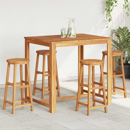 Tonture Barhocker 4er Set, Massivholz Akazie, 34x34x76 cm, Ölbehandelt, Wetterfest für Outdoor, Küche, Balkon und Garten