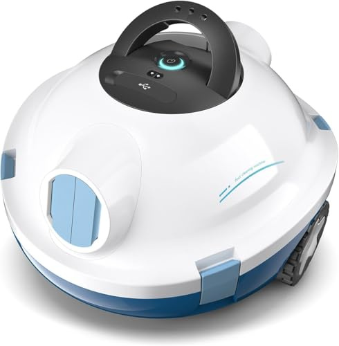 MEDOXA Robot Nettoyeur de Piscine sans Fil, aspirateur de Piscine Automatique, 120 Minutes d'autonomie, Auto-stationnement, Robot Piscine pour Fonds Plats Hors-Sol ou enterrés jusqu'à 100 m²（B）
