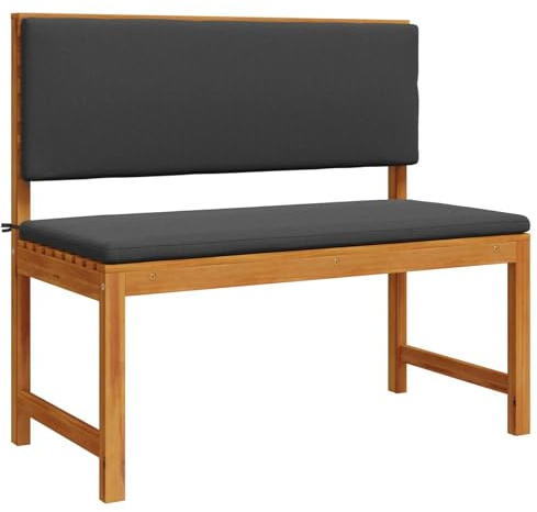 Mokuyary Gartenstuhl mit Kissen Braun 100 x 50 x 91cm Massivholz Akazie Sitzbank Parkbank, Balkonbank Outdoor Bank für Garten Terrasse Balkon