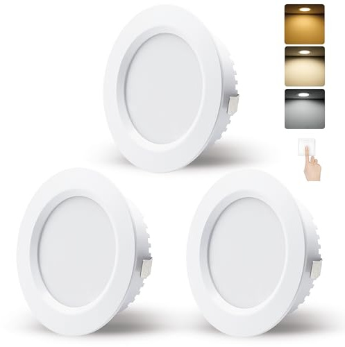 LED Einbaustrahler 230V 5W LED Spot 68-75mm EinbauØ und 20mm Flach,IP44 Einbauleuchten Einbauspots Warmweiß Neutralweiß Kaltweiß Deckenspots für Wohnzimmer Badezimmer Küche,3er Set (Weiß, 3er Set)