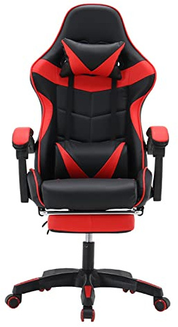 TVAFEDS Gaming chair Gaming Chair With Footrest, Ergonomic Computer Racing(Red)