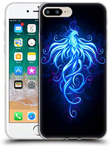 Head Case Designs Officially Licensed Christos Karapanos Royal Blue Phoenix 2 Soft Gel Case [Military Grade Protection] Compatible With Apple iPhone 7 Plus/iPhone 8 Plus