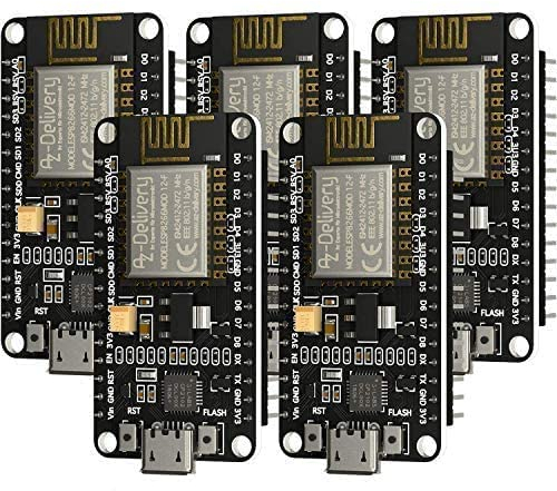 AZDelivery 5 x NodeMCU Amica Modul V2 ESP8266 ESP-12F WiFi - Node MCU ESP 8266 WiFi Development Board mit CP2102 kompatibel mit Arduino - inklusive Installationsanleitung als E-Book