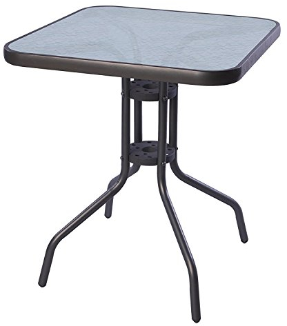 Mojawo® Bistrotisch Glas/Metall 60x60cm Antrhrazit/Dunkelgrau eckig Balkontisch Gartentisch Glastisch
