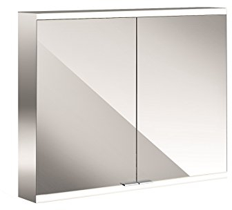 Emco Lichtspiegelschrank Prime 2, 800 mm, 2 Türen, Aufputzmodell, IP 20, Aluminium/Spiegel, Glas, Chrom, 80 cm