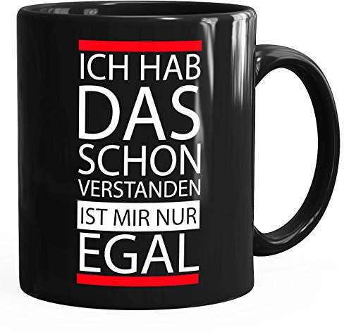 MoonWorks Kaffee-Tasse Ich hab das Schon verstanden ist Mir nur egal Spruch einfarbig schwarz-rot Unisize