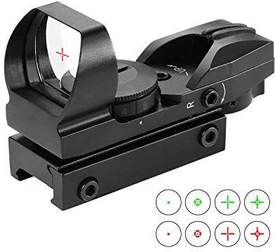 ESSLNB Red Dot Sight Rotpunktvisier Reflexvisier Rot und Grün 4 Absehen 5 Helligkeitseinstellungen Leuchtpunktvisier mit 20 mm / 22 mm Weaver/Picatinny-Schienenhalterung