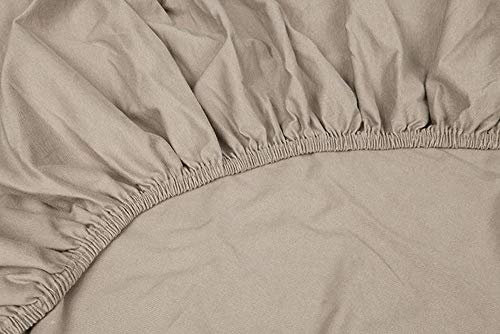 Kayori Shizu Perkal Splittopper Boxspringlaken 12cm Steg Größe 180x200-220cm Farbe Sand Uni Einfarbig