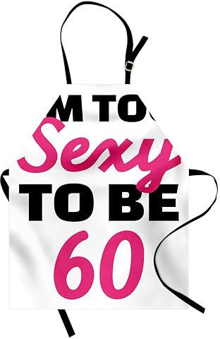 ABAKUHAUS 60. Geburtstag Kochschürze, Sein 60 Themed Typography, Unisex-Küchenlätzchen mit verstellbarem Hals für Kochen Gartenarbeit, 67 cm x 80cm, Pink und Schwarz