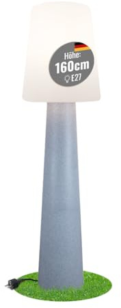 8 seasons LED Stehlampe No. 1, 160 cm (Stone) - große Stehleuchte für außen | wetterfest IP44, LED austauschbar, E27-Fassung, warmweißes Licht, mit Strom, Gartenlampe, Designer Lampe, In- & Outdoor