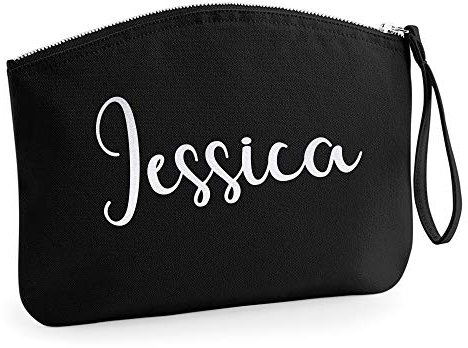Personalisiert Kosmetiktasche Damen Schminktasche Handtasche Zubehör Taschen TD1- Schwarz - S - Holo Weißer Glitzer Name