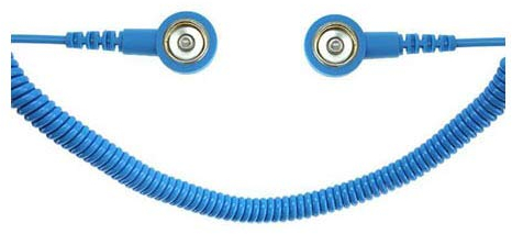 Safeguard WL42090 ESD Spiralkabel, 2 MOhm, 10/10mm Druckknopf, 3.6m, Hellblau