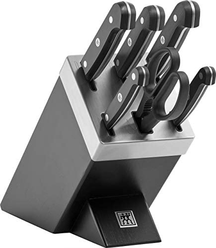 ZWILLING Bloc de couteaux, 7 pièces, Technologie KIS (Keep-It-Sharp), Acier Inoxydable Spécial, Manche Noir, série Gourmet