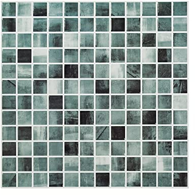 3D Fliesenaufkleber für Küche Bad, 10-Stück Grün Selbstklebende Fliesen Klebefliesen Mosaik Wandfliesen (25.4 x 25.4cm)