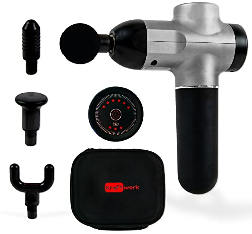 Kraftwerk Massagepistole für Schulter, Rücken & Nacken - 6 Stufen, 4 Massageköpfe | kompakte Mini Massage Gun für Triggerpunktmassage | Muskel-Regeneration nach Training | Li-Ion Akku & USB C