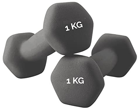Pesi Palestra in Casa Fitness Manubri Esagonali in Neoprene, Antiscivolo | Coppia Dipped dumbbell (2 x 1 KG), ASSORTITO