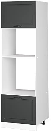 Vicco Armario para microondas R-Line, Antracita casa de Campo/Blanco, 60 cm