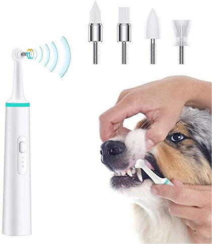 Anazoo Multifunctional Tartar Remove for Teeth Electric Teeth Polisher for Dog Plaque Stain Teeth Cleaner, Electric Toothbrush with 4 Brush Head Dental Care Cleaning Tools Kit for Dogs Cats