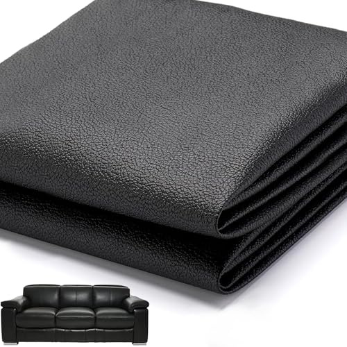Pelle Adesiva per Riparazioni, 60 x 200cm Patch di Riparazione in Pelle | Ecopelle Adesiva, Ecopelle Adesiva per Divani, Toppa in Pelle, per Sedili Auto, Mobili, Borse, Giacche (Nero)