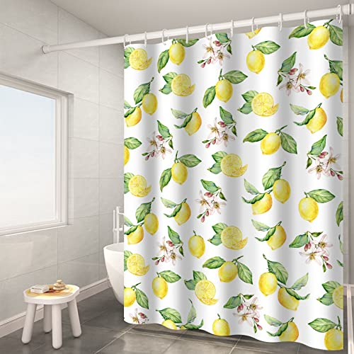 Aotiwe Shower Curtains Polyester, Duschvorhang Zitronen 90X180cm Gelb Duschvorhang Polyester Wasserdicht Schnelltrocknend