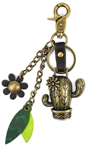 CHALA Purse Charm, Key Fob, keychain Decorative Accessories, Metal Charming Keychain, Cactus, 3 x 8 x 0.13